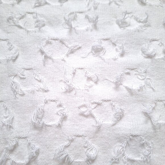 Vince Camuto White Cotton V-neck Distressed Look Sweater - Picture 4 of 7